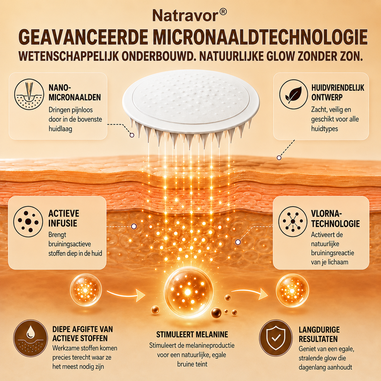 ⭐ 𝗡𝗮𝘁𝗿𝗮𝘃𝗼𝗿® Micronaald-bruiningspatch: Natuurlijke bronzen glow zonder UV & DHA
